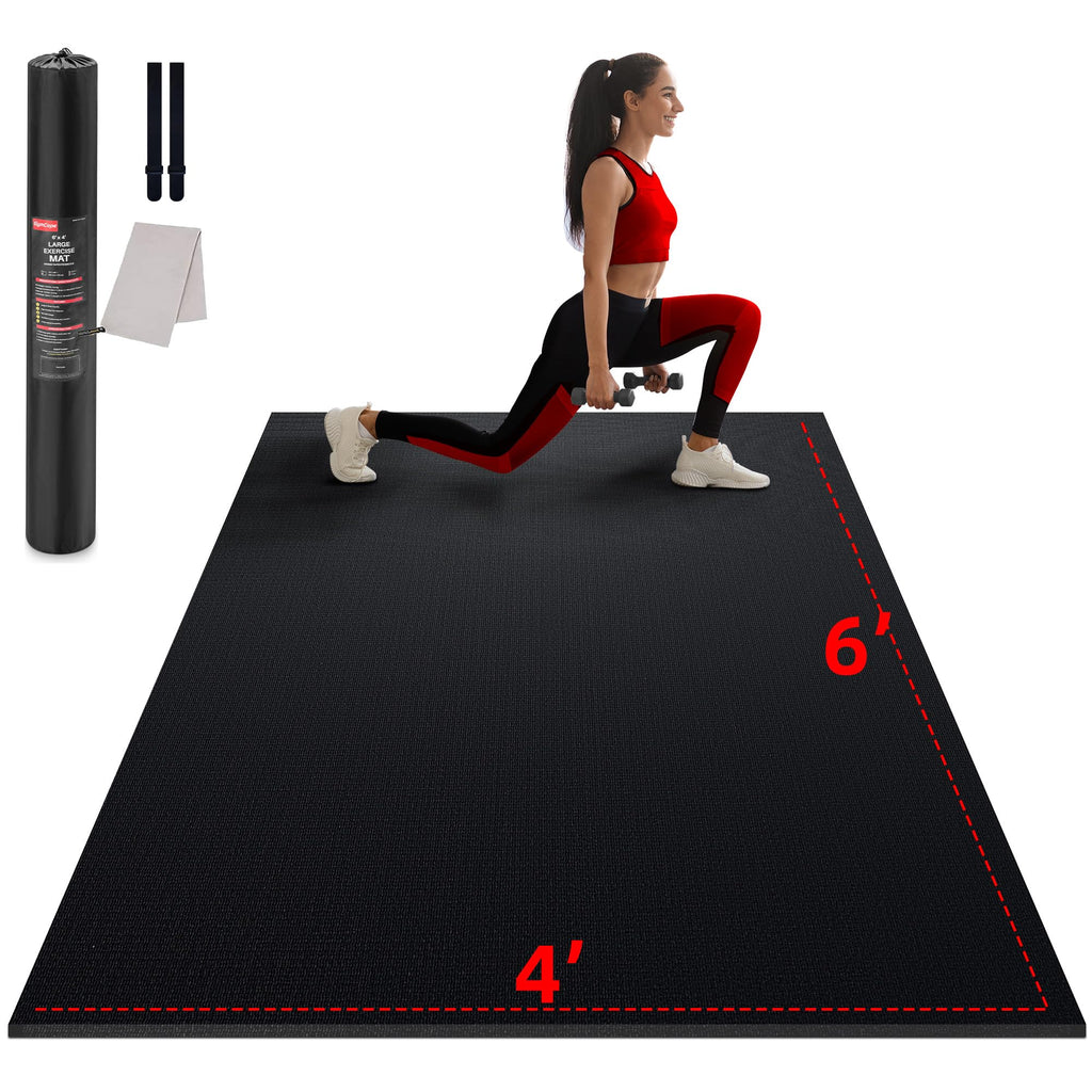 GymCope Large Exercise Mat for Home Workouts, 12x6/10x6/9x6/8x6/7x5/6x4 ft | (7mm) Extra Thick Workout Mat, High-Density Gym Mat for Cardio, Jump Rope, MMA, Weights (Shoe-Friendly)