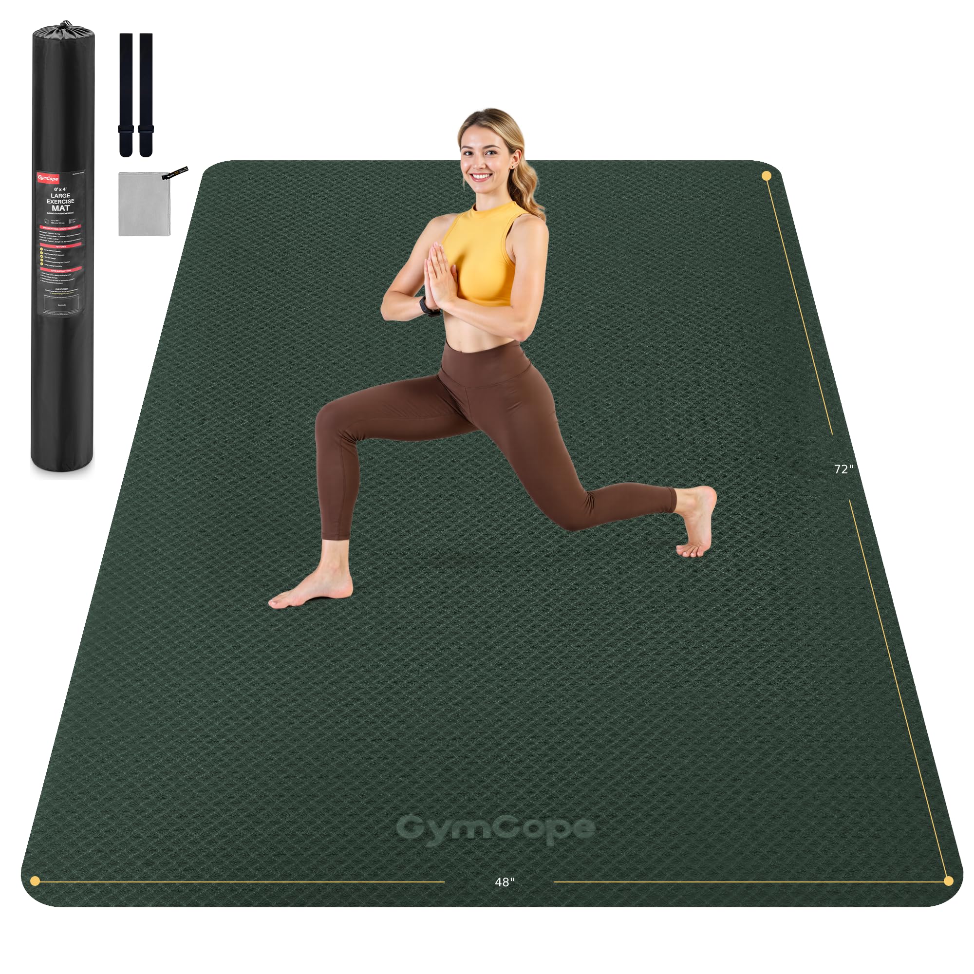 Extra Large Yoga Mat – 72"x48" or 78"x57", 1/4"–1/2" Thick Mat for Women & Men, TPE Non-Slip Pilates Mat for Home Gym, Yoga, Stretching, Meditation