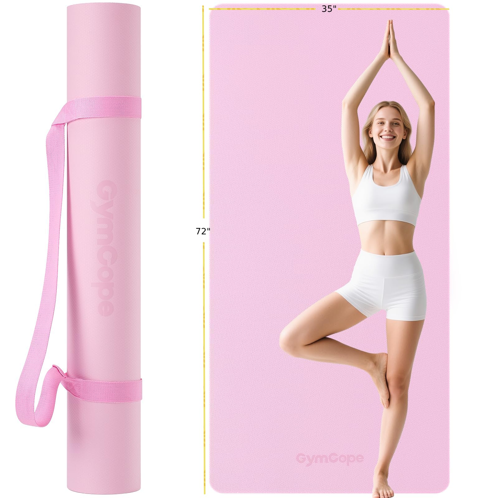 Extra Large Yoga Mat – 72"x48" or 78"x57", 1/4"–1/2" Thick Mat for Women & Men, TPE Non-Slip Pilates Mat for Home Gym, Yoga, Stretching, Meditation