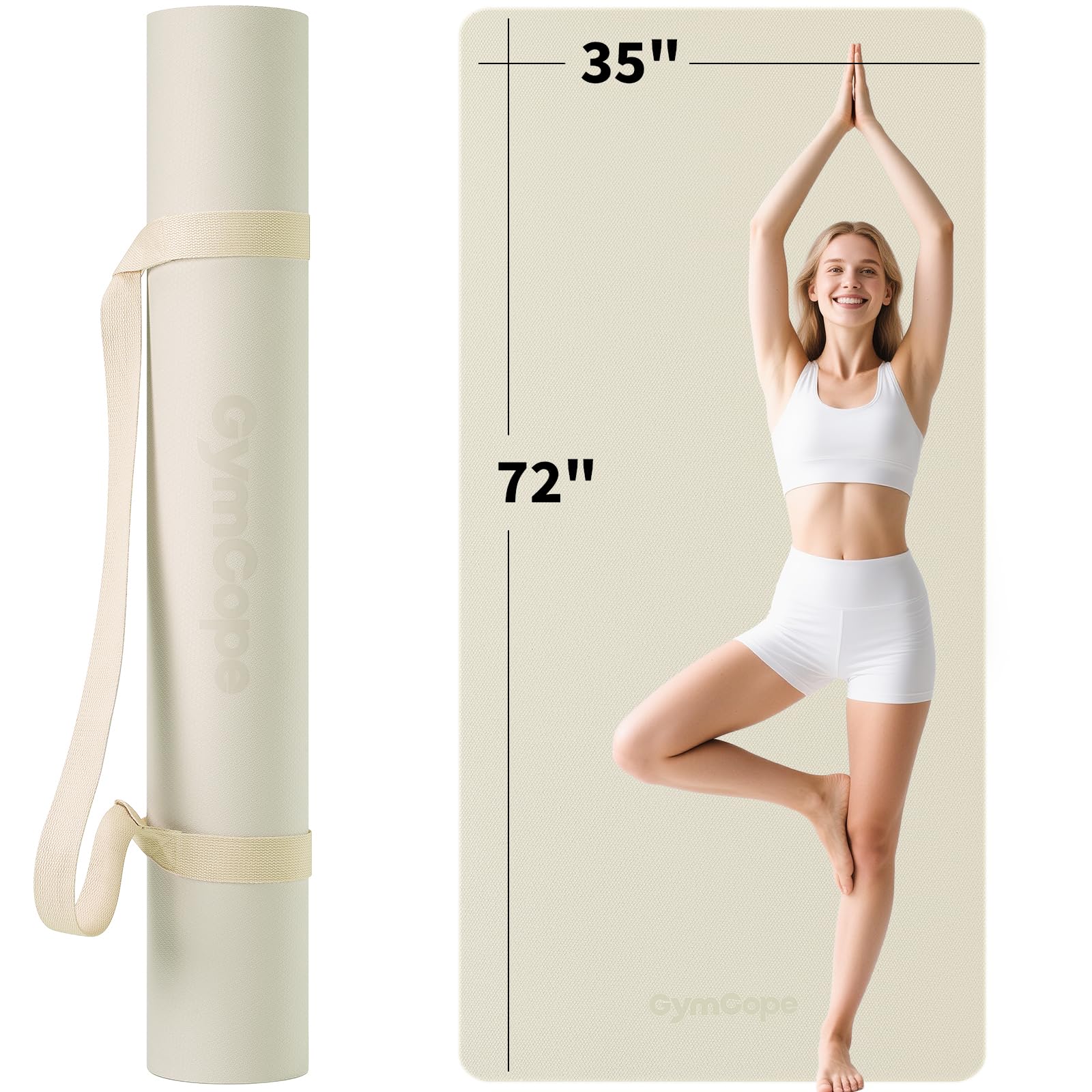 Extra Large Yoga Mat – 72"x48" or 78"x57", 1/4"–1/2" Thick Mat for Women & Men, TPE Non-Slip Pilates Mat for Home Gym, Yoga, Stretching, Meditation