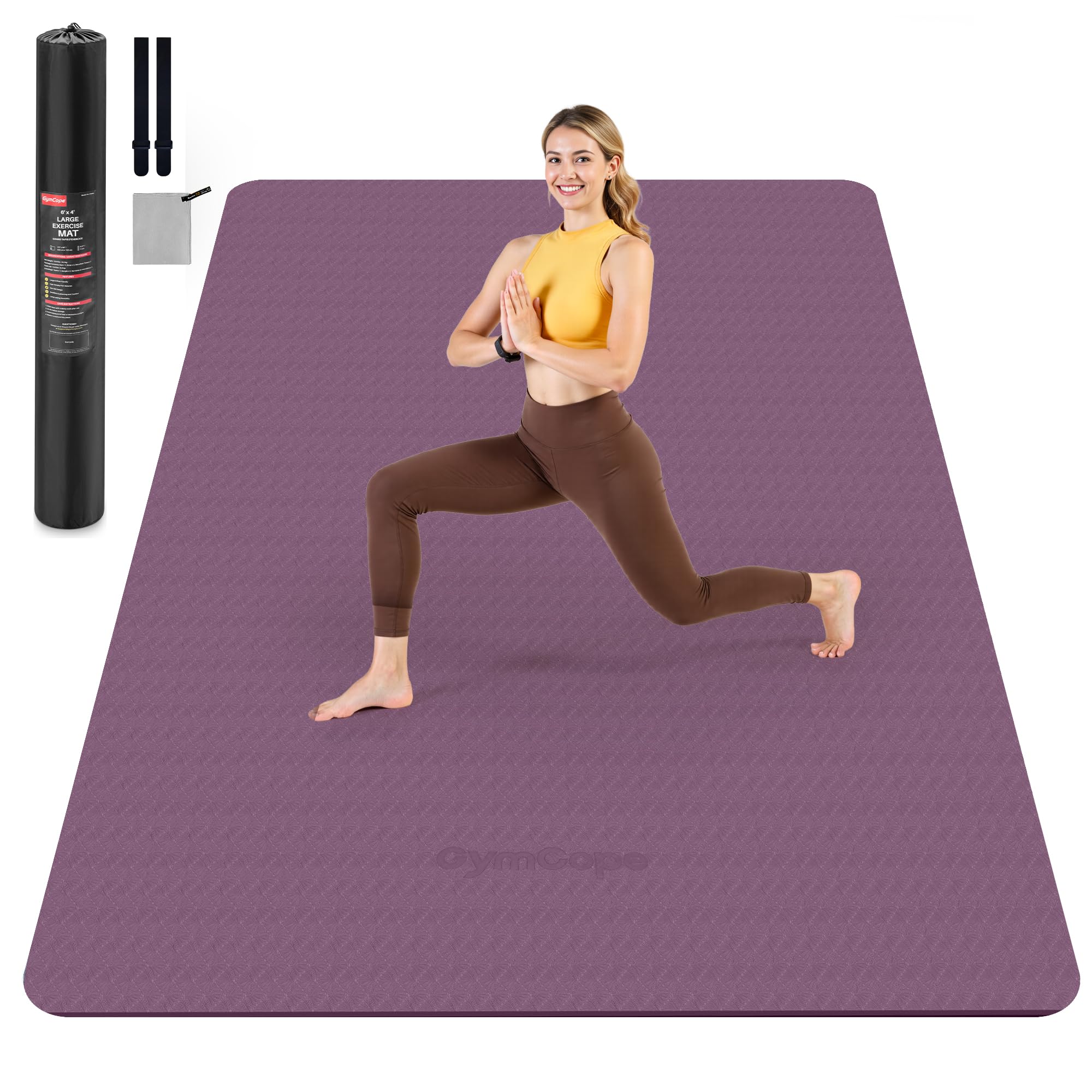 Extra Large Yoga Mat – 72"x48" or 78"x57", 1/4"–1/2" Thick Mat for Women & Men, TPE Non-Slip Pilates Mat for Home Gym, Yoga, Stretching, Meditation