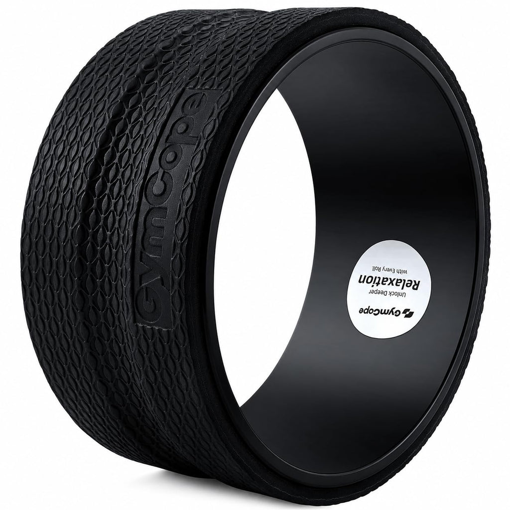 GymCope Back Roller Wheel, Spine-Safe Groove for Deep Stretch, 530 lbs | 1/2in sweat-resistant foam over ABS core, 4 sizes 4 to 12in plus 4-pack with 13in, yoga pilates home gym recovery, pvc free