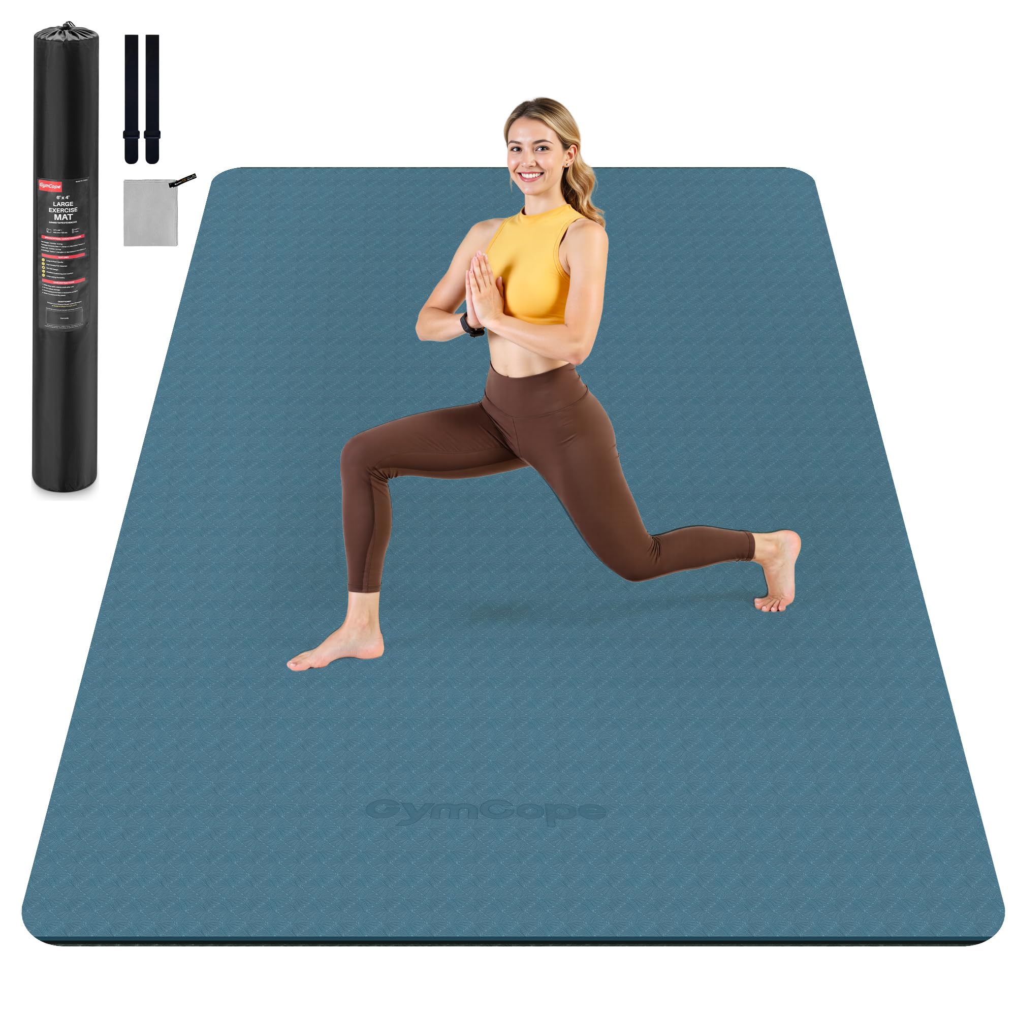 Extra Large Yoga Mat – 72"x48" or 78"x57", 1/4"–1/2" Thick Mat for Women & Men, TPE Non-Slip Pilates Mat for Home Gym, Yoga, Stretching, Meditation