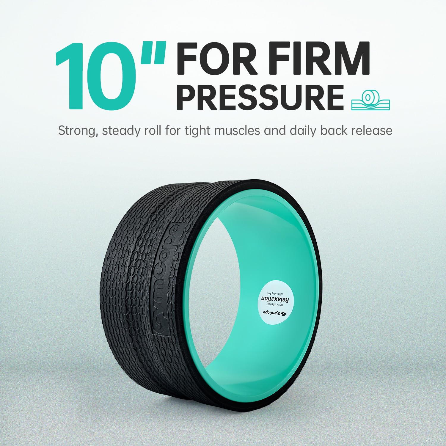 GymCope Back Roller Wheel, Spine-Safe Groove for Deep Stretch, 530 lbs | 1/2in sweat-resistant foam over ABS core, 4 sizes 4 to 12in plus 4-pack with 13in, yoga pilates home gym recovery, pvc free