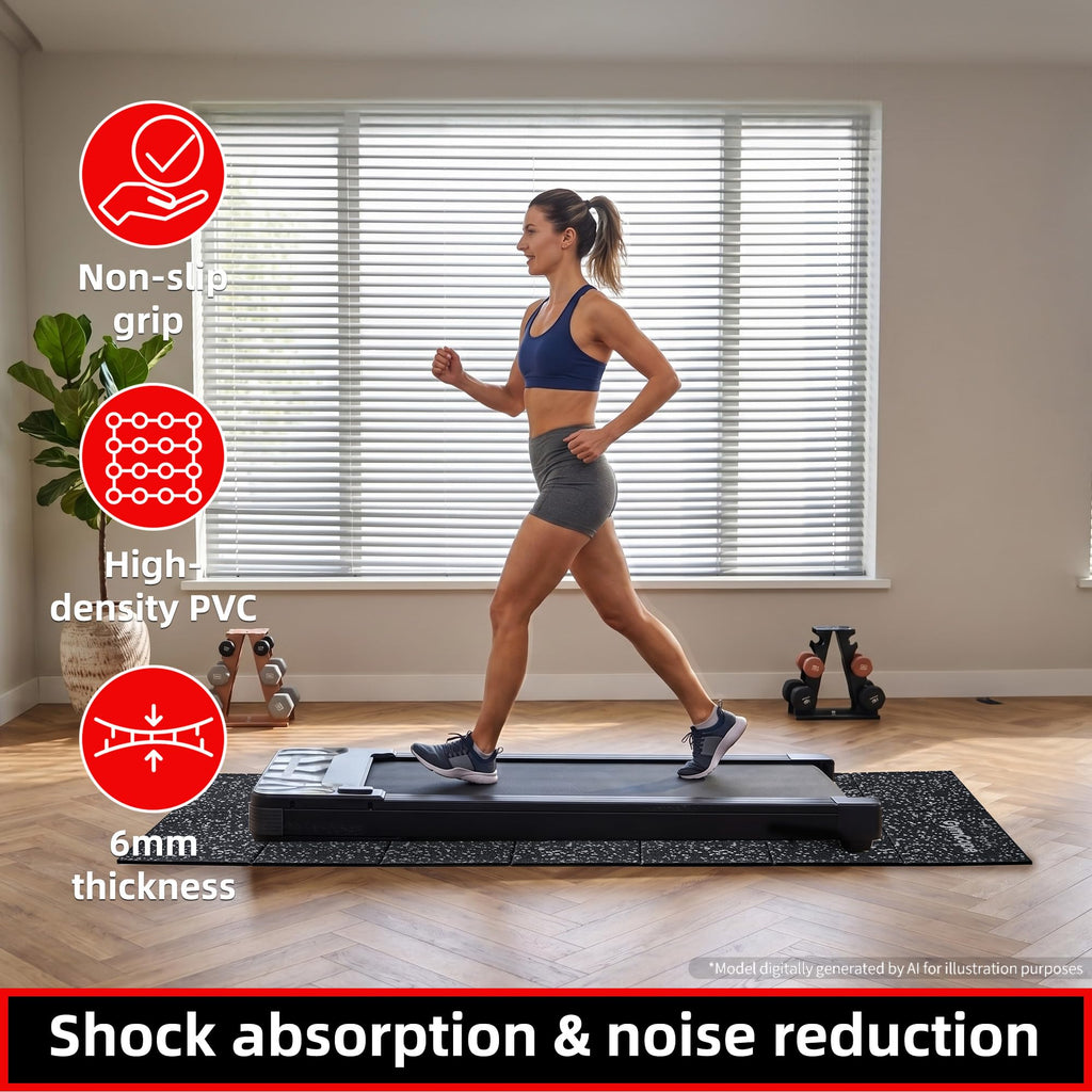 GymCope Foldable Treadmill Mat for Hardwood Floors & Carpet Exercise Mat | 78"x39"/ 70"x31"/ 55"x23" Exercise Equipment Mat 6mm Non-Slip Walking Pad Mat for Exercise Bike, Elliptical, Home Gym