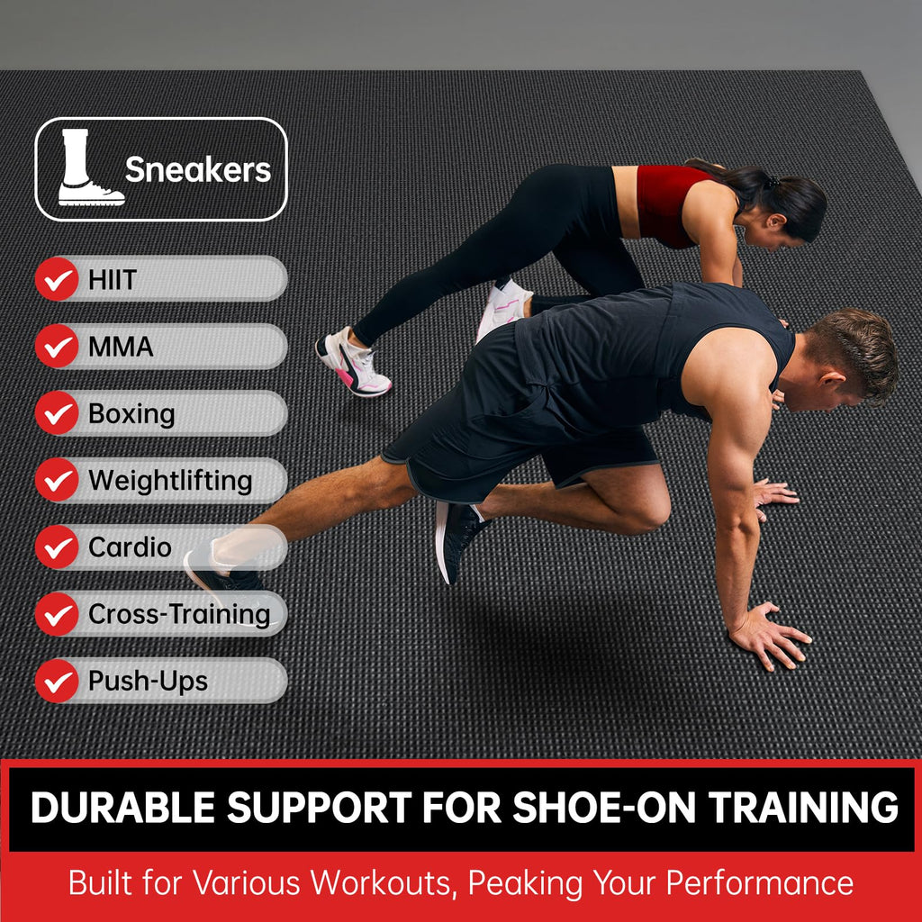 GymCope Extra Large Exercise Mat 10'x6'/9'x6'/8'x6'/7'x5'/6'x4' (8mm) | Thick Workout Mat for Home Gym & Garage Flooring, Shoe-Friendly, High-Density, MMA, HIIT, Weight Lifting, Cardio&Strength