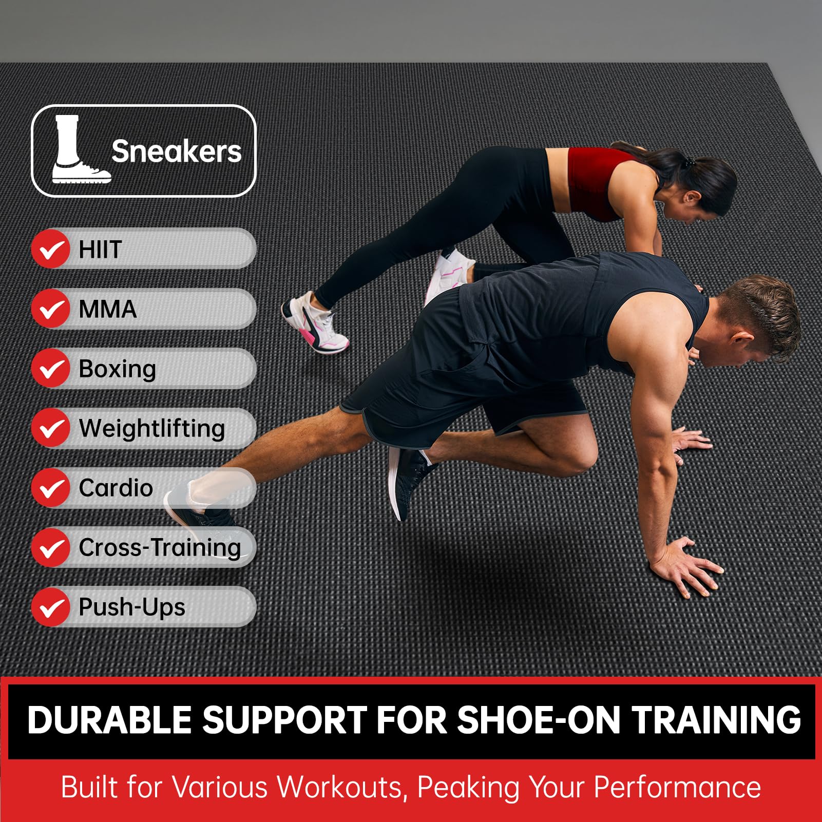 GymCope Extra Large Exercise Mat 10'x6'/9'x6'/8'x6'/7'x5'/6'x4' (8mm) | Thick Workout Mat for Home Gym & Garage Flooring, Shoe-Friendly, High-Density, MMA, HIIT, Weight Lifting, Cardio&Strength