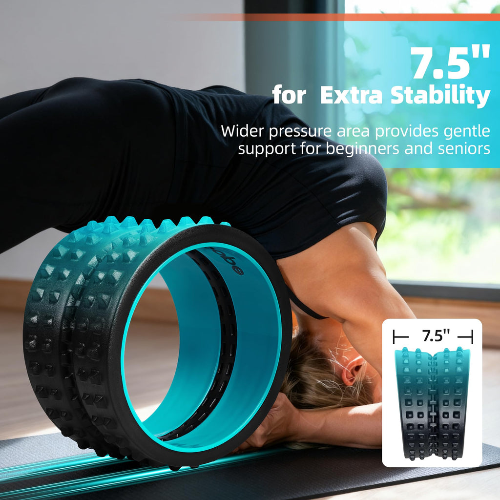 GymCope Curved Foam Roller, Spine-Safe Groove, 530 lb, Blue, Medium | 1/2in EVA foam over ABS core, 5.5-7.5in curved dual-width spine groove, massage nodes, 530lb, blue medium, pvc free
