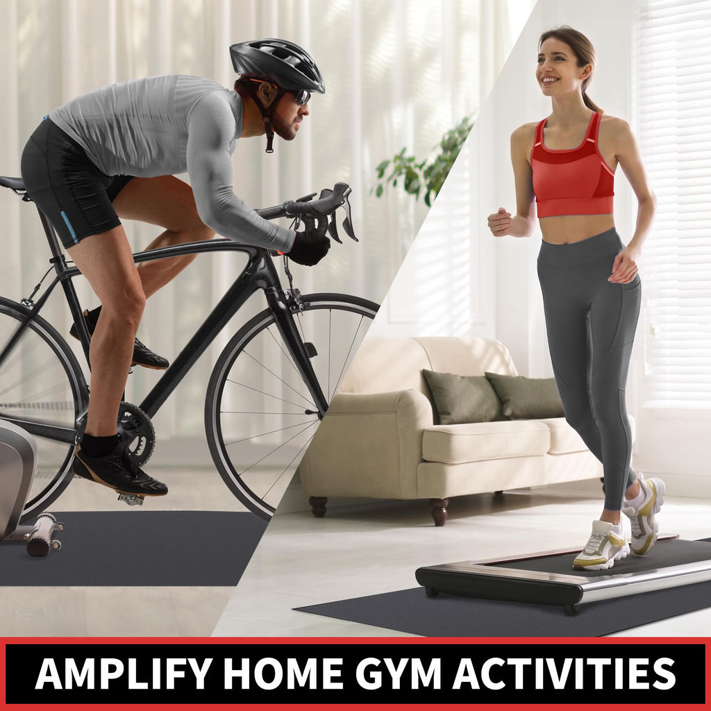 GymCope Treadmill Mat for Hardwood Floor Carpet 7'x3'/6'x3'/6'x2.5'/4'x2' | 6mm Thick Exercise Equipment Gym Mat, Compatible with Peloton Bike, Indoor Spin Bike, Elliptical