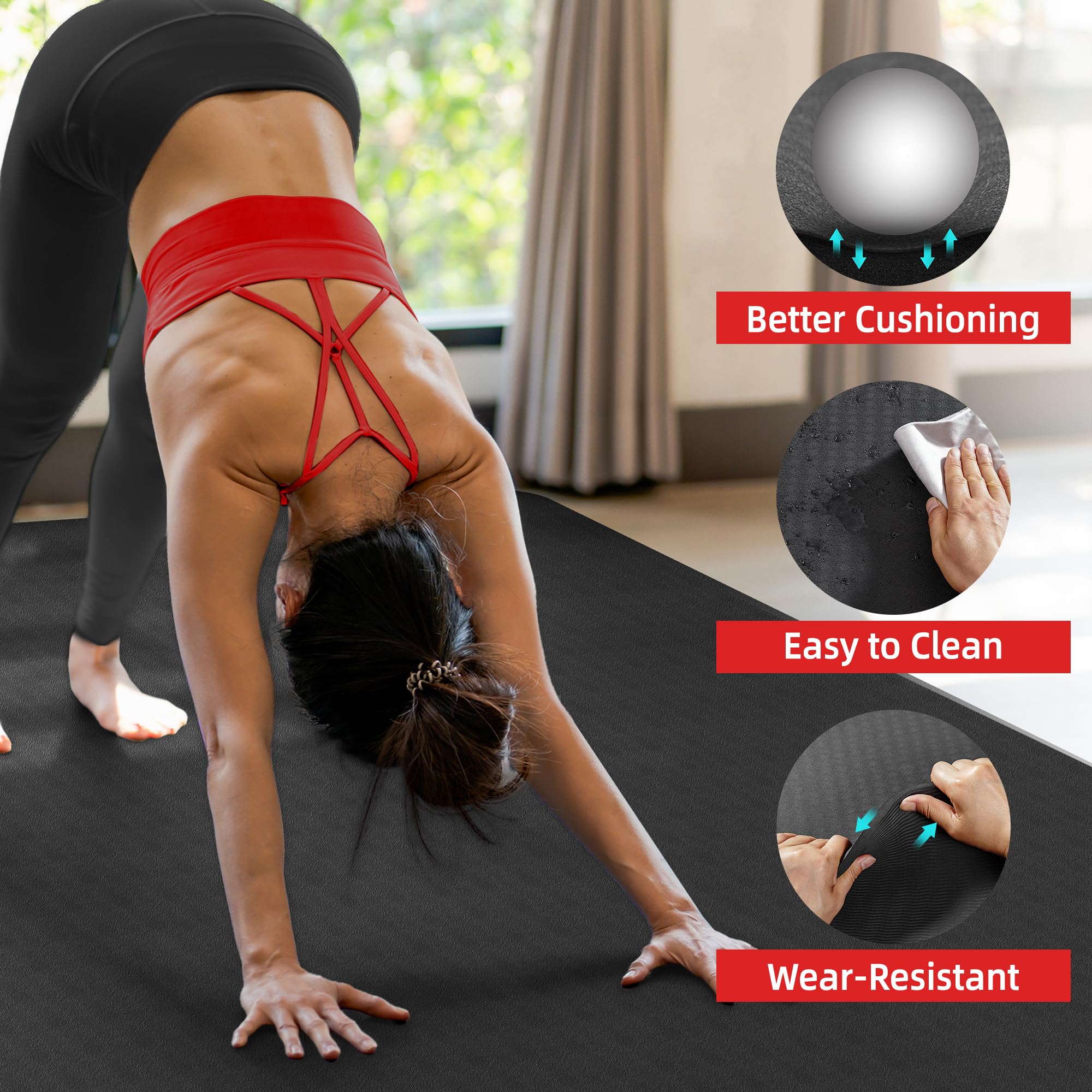 Extra Large Yoga Mat – 72"x48" or 78"x57", 1/4"–1/2" Thick Mat for Women & Men, TPE Non-Slip Pilates Mat for Home Gym, Yoga, Stretching, Meditation