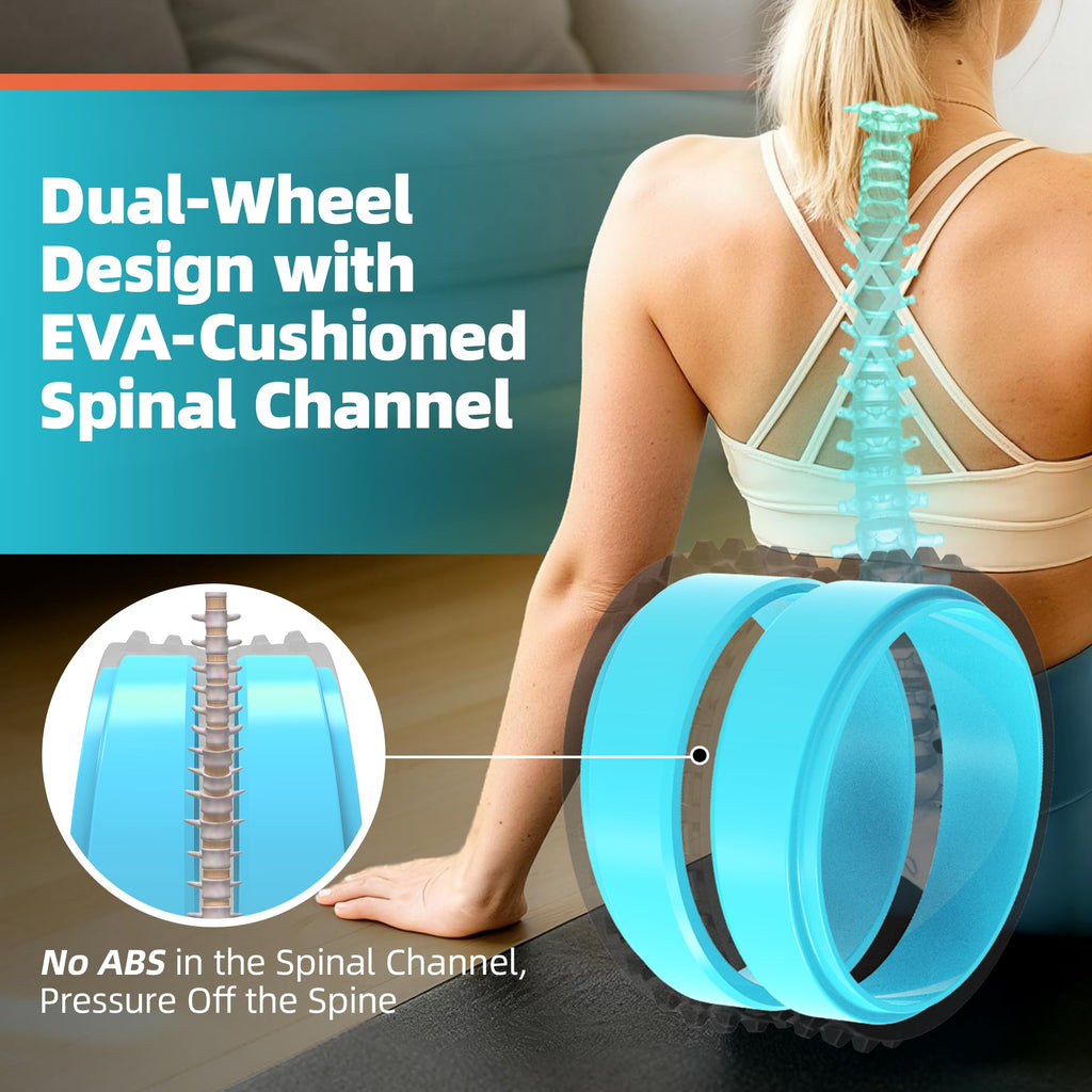 GymCope Curved Foam Roller, Spine-Safe Groove, 530 lb, Blue, Medium | 1/2in EVA foam over ABS core, 5.5-7.5in curved dual-width spine groove, massage nodes, 530lb, blue medium, pvc free