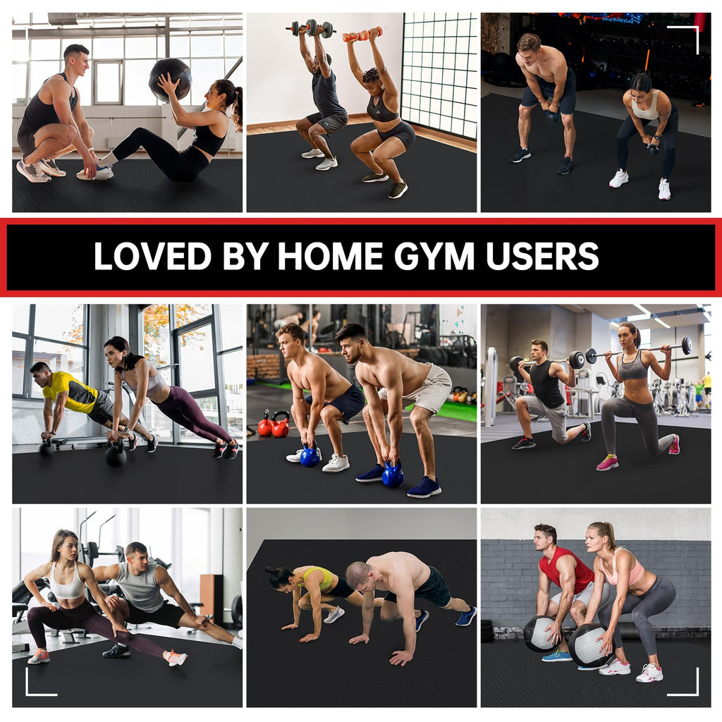 GymCope Large Exercise Mat for Home Workouts, 12x6/10x6/9x6/8x6/7x5/6x4 ft | (7mm) Extra Thick Workout Mat, High-Density Gym Mat for Cardio, Jump Rope, MMA, Weights (Shoe-Friendly)