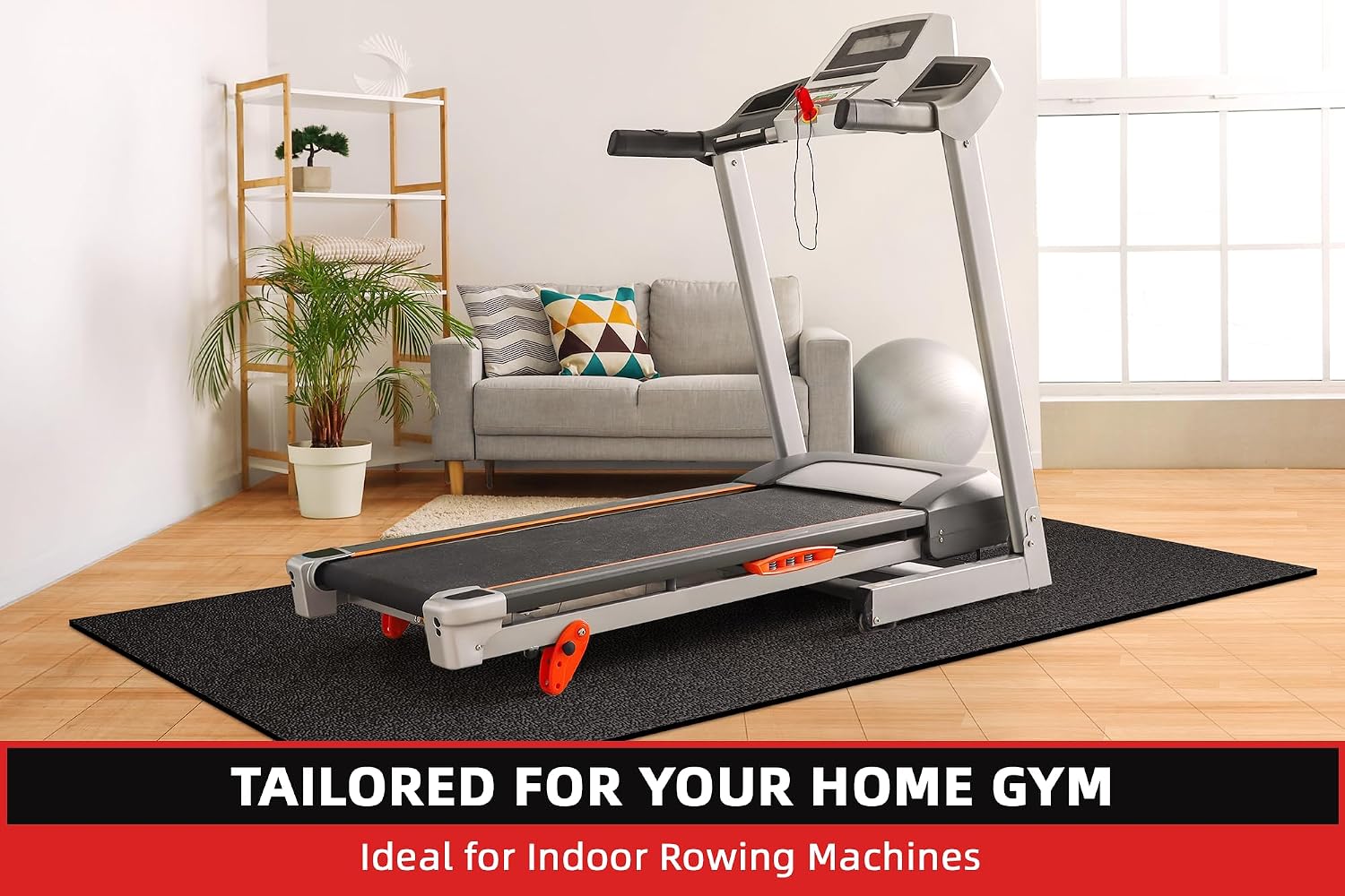 GymCope Treadmill Mat for Hardwood Floor Carpet 7'x3'/6'x3'/6'x2.5'/4'x2' | 6mm Thick Exercise Equipment Gym Mat, Compatible with Peloton Bike, Indoor Spin Bike, Elliptical