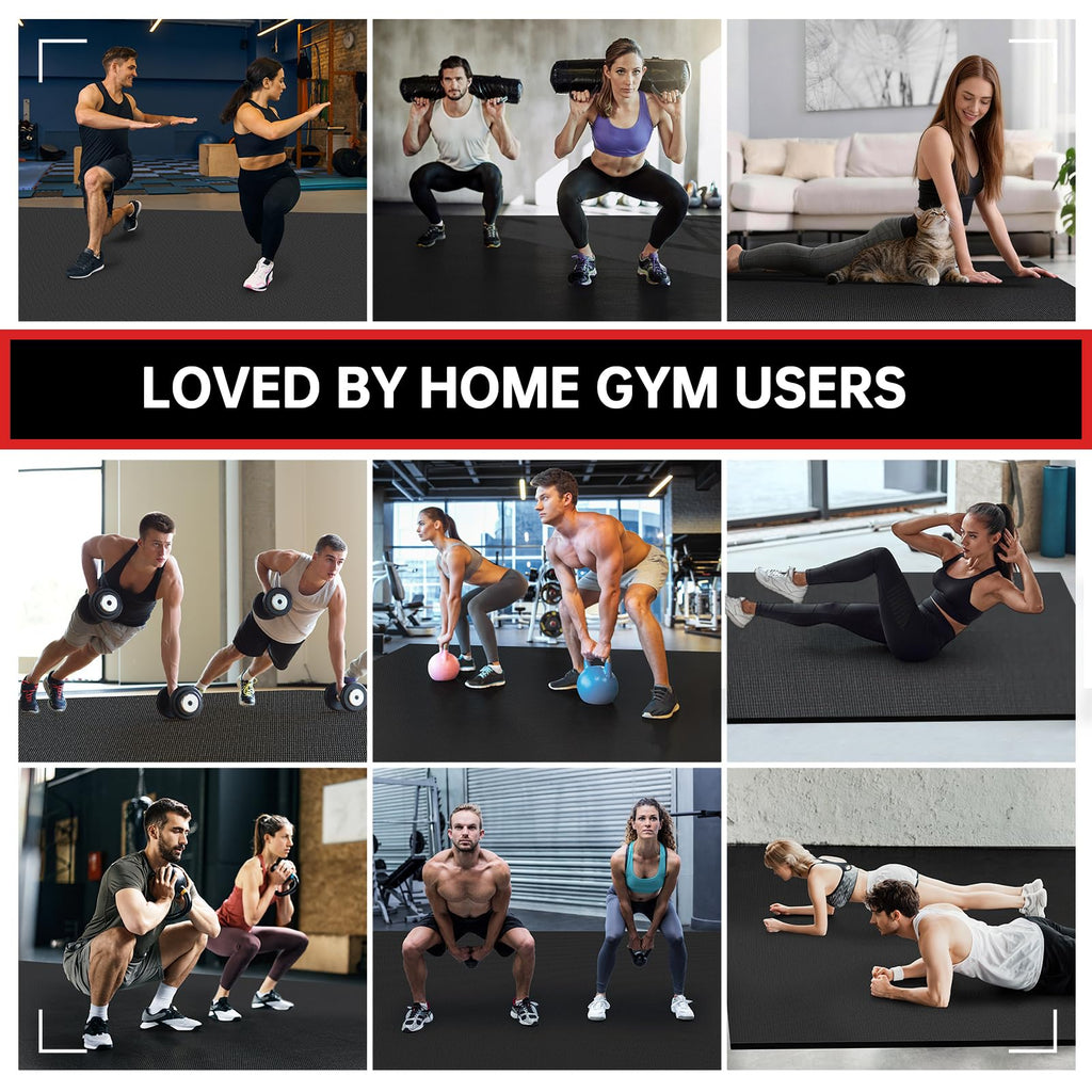 GymCope Extra Large Exercise Mat 10'x6'/9'x6'/8'x6'/7'x5'/6'x4' (8mm) | Thick Workout Mat for Home Gym & Garage Flooring, Shoe-Friendly, High-Density, MMA, HIIT, Weight Lifting, Cardio&Strength