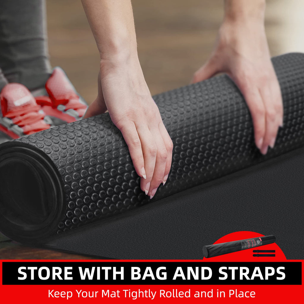 GymCope Large Exercise Mat for Home Workouts, 12x6/10x6/9x6/8x6/7x5/6x4 ft | (7mm) Extra Thick Workout Mat, High-Density Gym Mat for Cardio, Jump Rope, MMA, Weights (Shoe-Friendly)