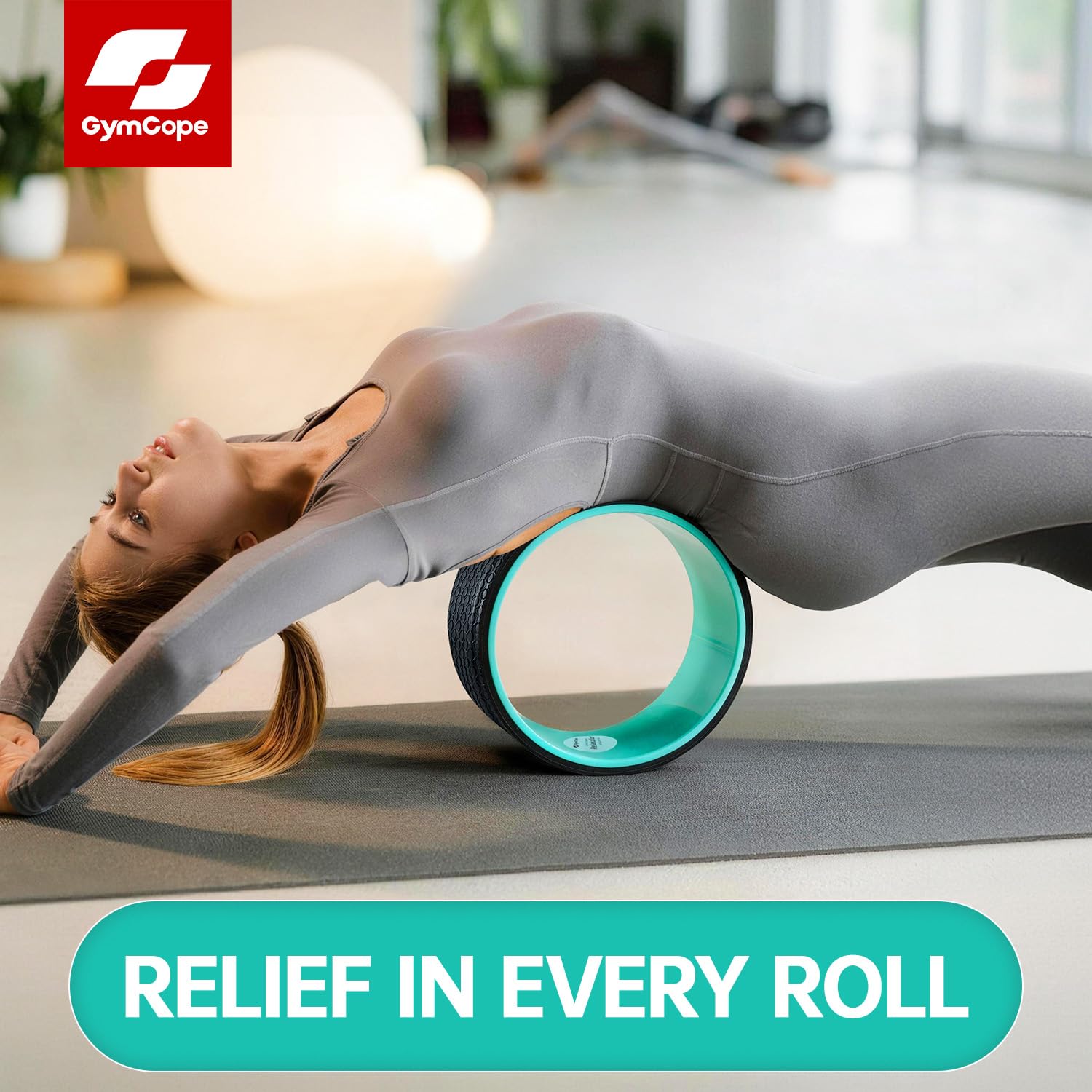 GymCope Back Roller Wheel, Spine-Safe Groove for Deep Stretch, 530 lbs | 1/2in sweat-resistant foam over ABS core, 4 sizes 4 to 12in plus 4-pack with 13in, yoga pilates home gym recovery, pvc free